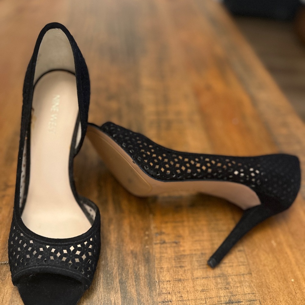 Nine West Black Peep-Toe Stiletto Heels